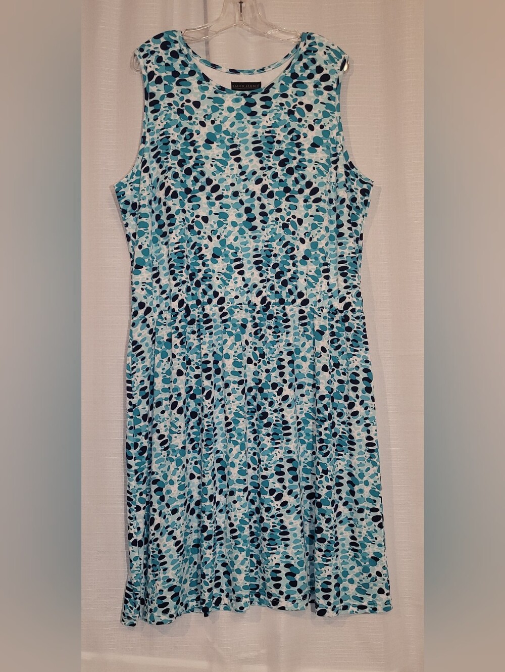 Salon Studio Sleeveless Aqua & Navy Printed Summer Dress XX